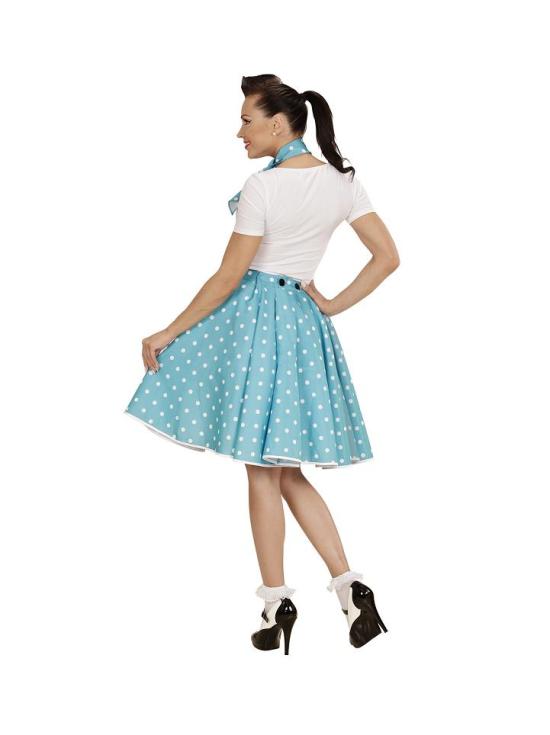 Falda de Lunares Turquesa de los años 50 con Pañuelo Grease