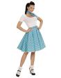 Falda de Lunares Turquesa de los años 50 con Pañuelo Grease