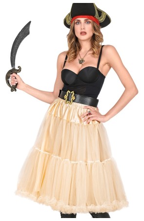 Falda Enagua Tul 65 cms color Crema