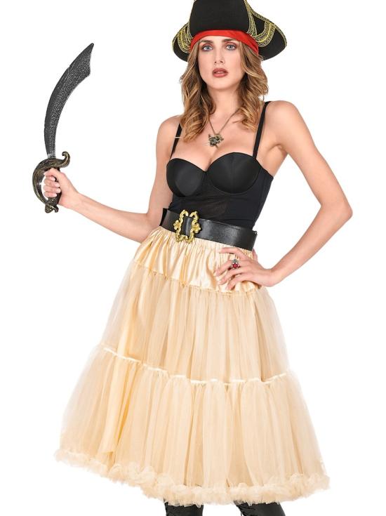 Falda Enagua Tul 65 cms color Crema