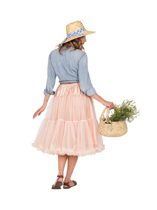 Falda Enagua Tul 65 cms color Rosada antigua