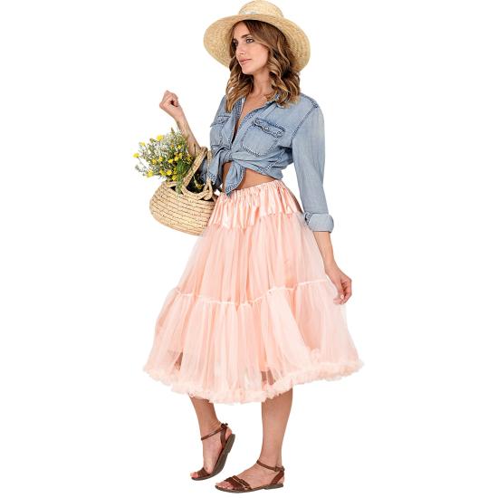 Falda Enagua Tul 65 cms color Rosada antigua