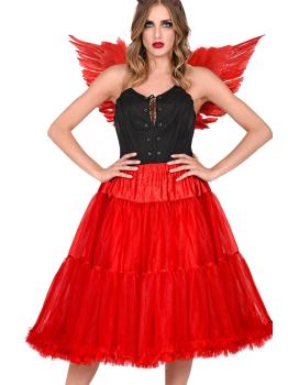 Falda Enagua Tul 65 cms en color Roja