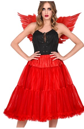 Falda Enagua Tul 65 cms en color Roja