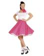 Falda Lunares Rosa de los años 50 con Pañuelo grease talla única