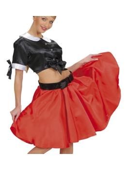 Falda Roja de Raso con Enagua  talla única