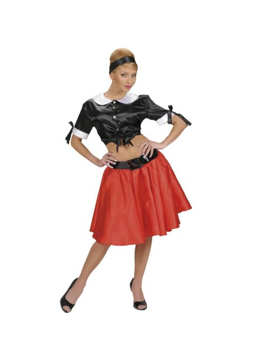 Falda Roja de Raso con Enagua  talla única