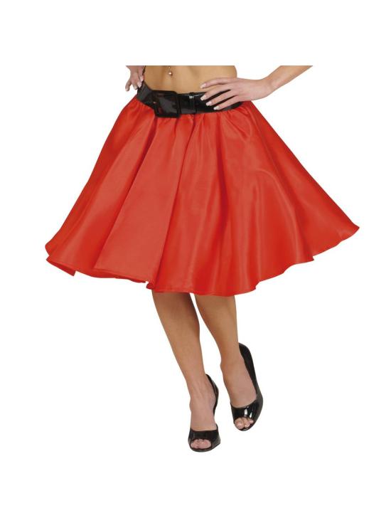 Falda Roja de Raso con Enagua  talla única