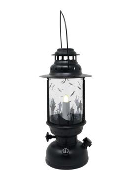 Farol negro con vela con luz 30cm