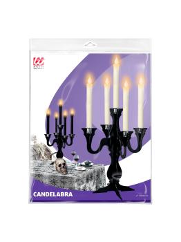 Farol negro con vela con luz 30cm