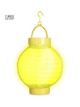 Farolillo de Tela Amarilla con Luces Led Blancas 15cms
