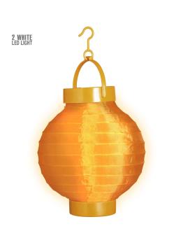 Farolillo de Tela Naranja con Luces Led Blancas 15cms