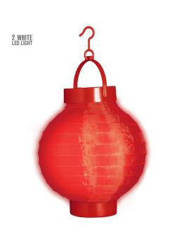 Farolillo de Tela Roja con Luces Led Blancas 15cms
