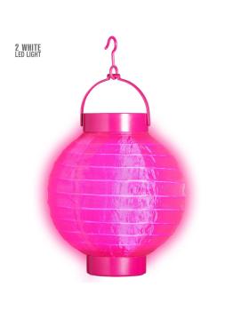 Farolillo de Tela Rosa con Luces Led Blancas 15cms
