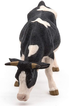 Figura Animal de Granja Vaca Negra y Blanca Pastando