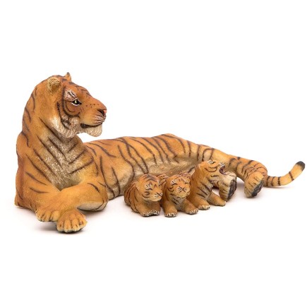 Figura Animal Salvaje Tigresa con Crías Amamantando