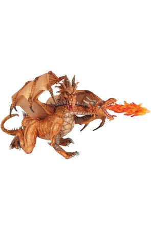 Figura de Resina Dragón de 2 Cabezas Oro y Fuego Marca Papo