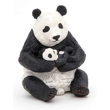 Figura Oso Panda Sentado con Bebe - Papo