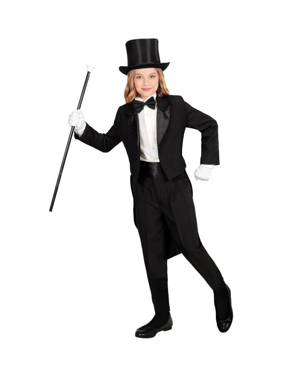 Frac Infantil Negro con Cuello en Raso – Traje de Espectáculo y Magia para Niños