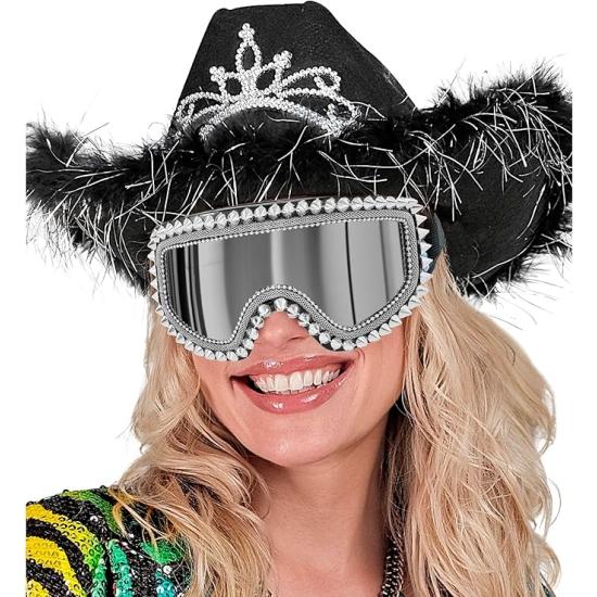 Gafas Espejadas con Tachuelas y Pedrería – Plata u Oro – Accesorio de Carnaval y Festivales