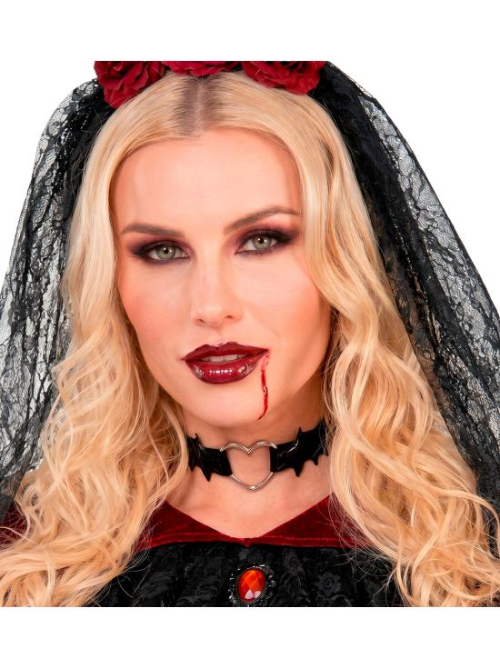 Gargantilla Corazón con Alas de Murciélago – Collar Negro para Halloween y Looks Punk