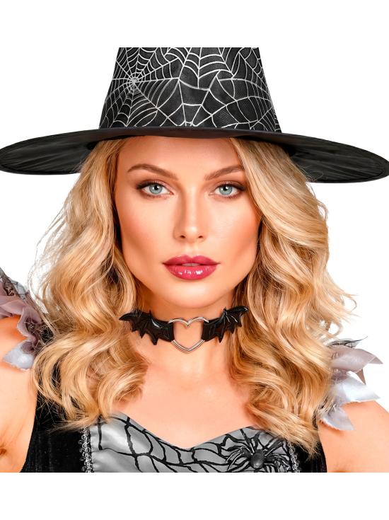 Gargantilla Corazón con Alas de Murciélago – Collar Negro para Halloween y Looks Punk