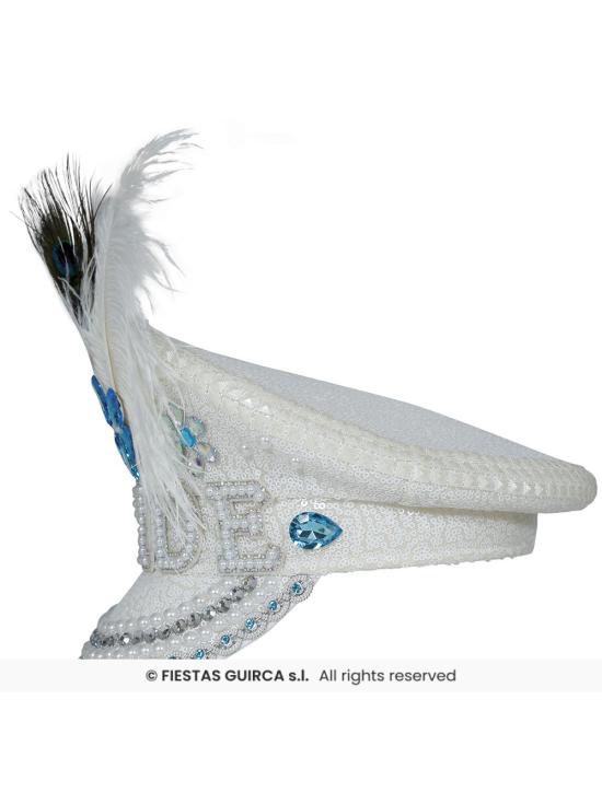 Gorra Bride con Plumas y Pedrería (Talla Única) - Accesorio de Disfraz para Fiestas