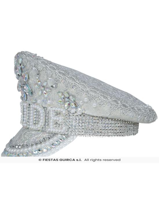 Gorra de Bride Plata con Pedrería (Talla Única)