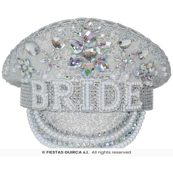Gorra de Bride Plata con Pedrería (Talla Única)