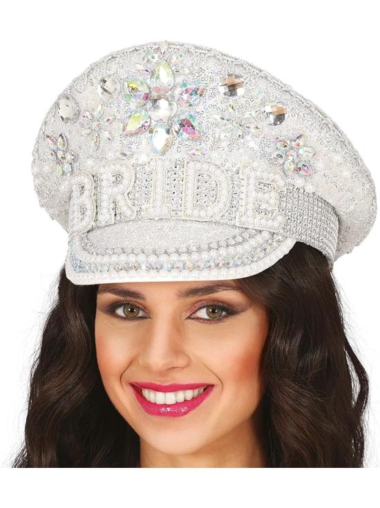 Gorra de Bride Plata con Pedrería (Talla Única)