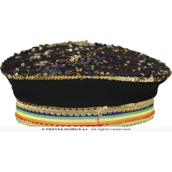 Gorra de Policía Multicolor con Pedrería - Accesorio de Disfraz para Fiestas Pride y Celebraciones
