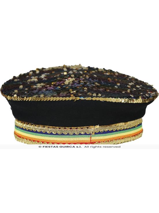 Gorra de Policía Multicolor con Pedrería - Accesorio de Disfraz para Fiestas Pride y Celebraciones