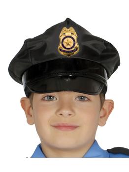 Gorra de policía negro infantil^
