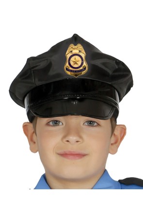 Gorra de policía negro infantil^
