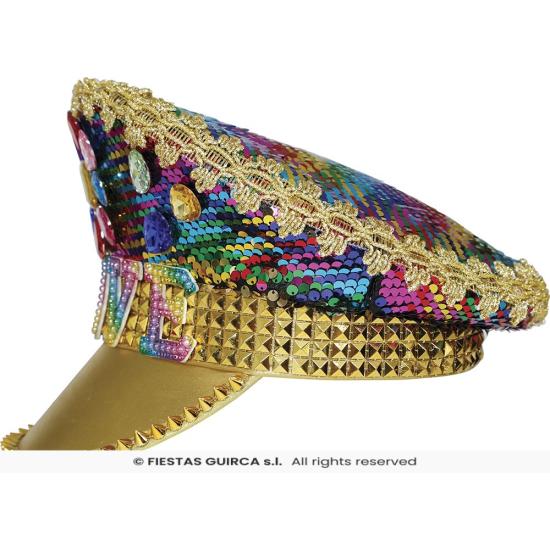 Gorra de Policía Oro Love con Pedrería (Talla Única)