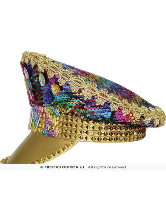 Gorra de Policía Oro Love con Pedrería (Talla Única)