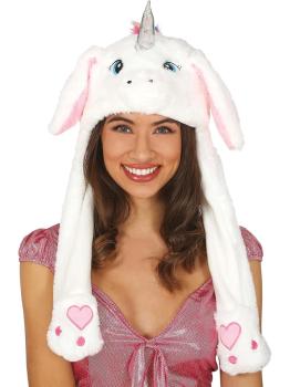 Gorro de Unicornio Blanco con Orejas Móviles