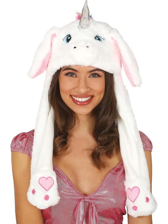 Gorro de Unicornio Blanco con Orejas Móviles