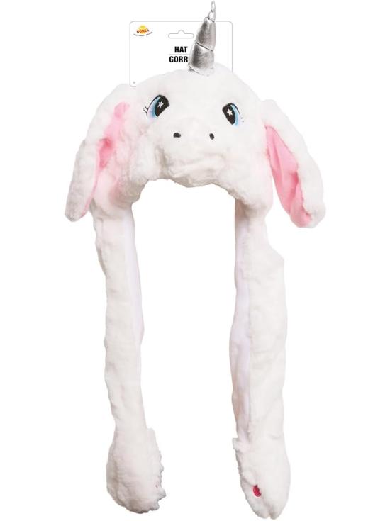 Gorro de Unicornio Blanco con Orejas Móviles