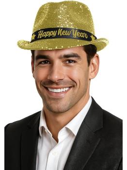 Gorro Gangster Happy New Year con Lentejuelas Doradas