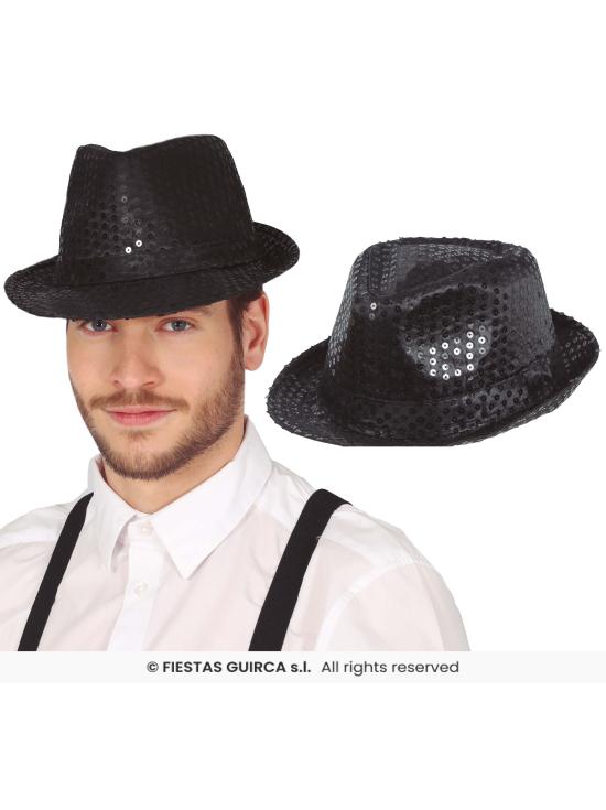 Gorro gánster de lentejuelas para adultos