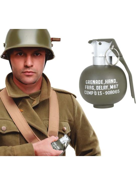 Granada con Luz y Sonido 10 cm – Accesorio Militar Realista para Disfraces de Soldado y Temáticas Bélicas