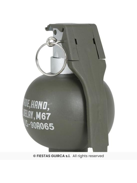 Granada con Luz y Sonido 10 cm – Accesorio Militar Realista para Disfraces de Soldado y Temáticas Bélicas