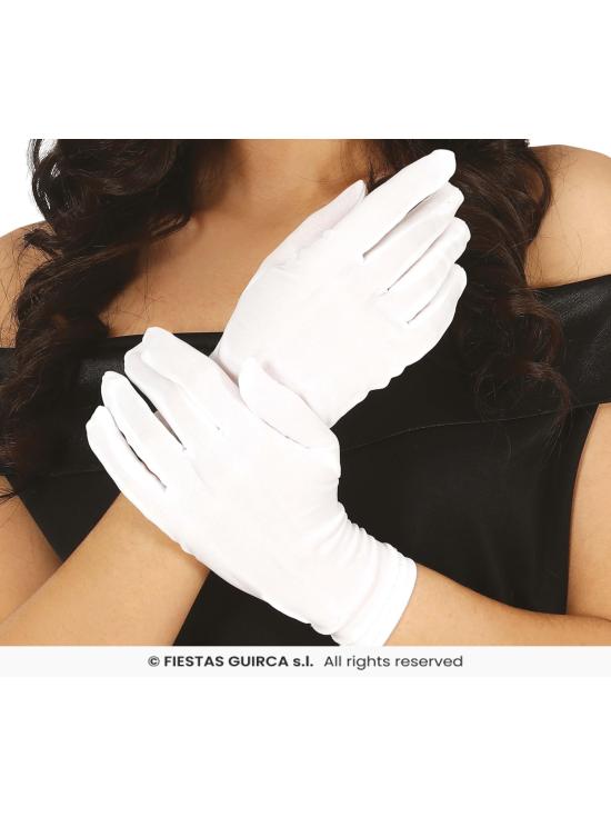 Guantes Blancos de Tela 20 cm – Accesorio para Disfraz