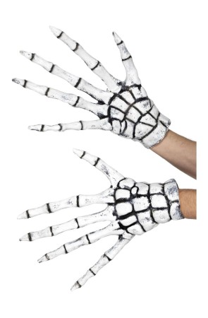Guantes de Parca/Esqueleto, Blanco, Látex