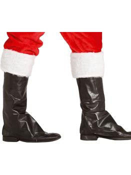 Guirca Cubrebotas de Papá Noel Negros con Peluche Blanco