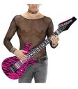 Guitarra hinchable zebra color rosa 107 cm .