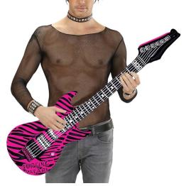 Guitarra hinchable zebra color rosa 107 cm .