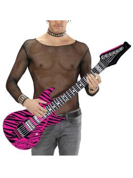 Guitarra hinchable zebra color rosa 107 cm .