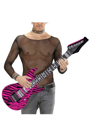 Guitarra hinchable zebra color rosa 107 cm .